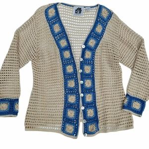 STORYBOOK KNITS cardigan beige crochet style L